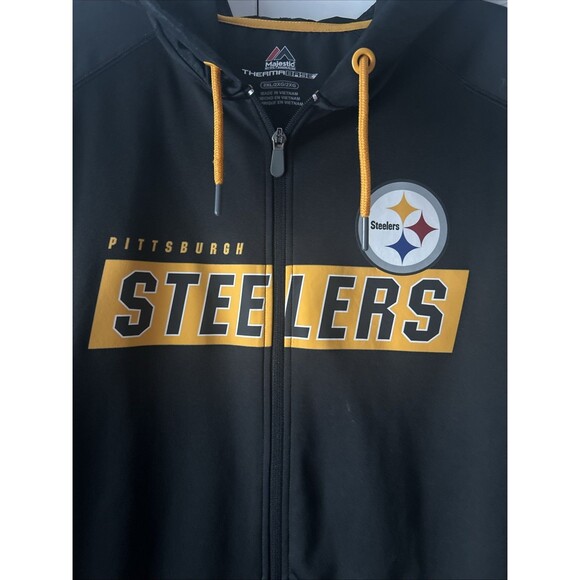 Steelers Mens Hoodie Majestic Therma Base Size 2XL  AFC North Football EUC - Picture 2 of 4